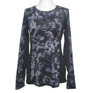 SALE Athleta Runaway Wicking Run Top Long Sleeve Black & Gray Mesh Sides SM